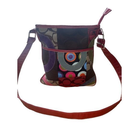 Patchwork Crossbody Bag Purse Multicolor Leather Canvas Suede Fun Cute Summer - Picture 13 of 13